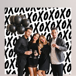 Black XO Valentines Day Party Photobooth Backdrop Tapestry