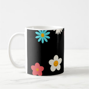 Black Y2K Wildflower Bold Retro Spring Kitchen Coffee Mug
