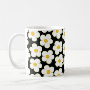 Black Y2K Wildflower Bold Retro Spring Kitchen  Coffee Mug