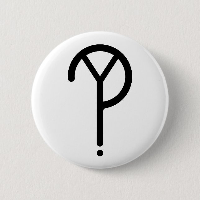 Black Y? Symbol- On White 2 Inch Round Button (Front)