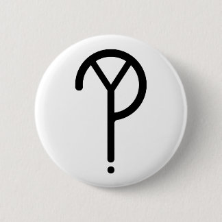 Black Y? Symbol- On White 2 Inch Round Button