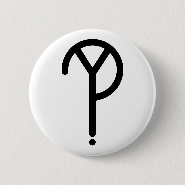Black Y? Symbol- On White 2 Inch Round Button (Front)