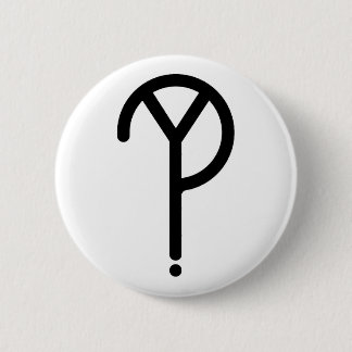 Black Y? Symbol- On White 2 Inch Round Button