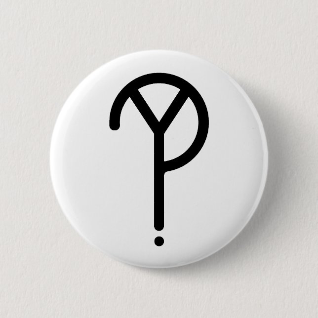 Black Y? Symbol- On White 2 Inch Round Button (Front)