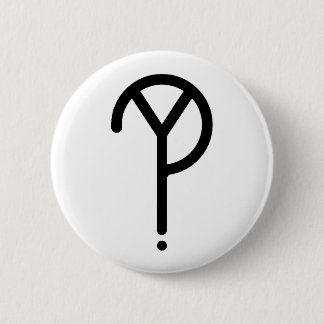 Black Y? Symbol- On White 2 Inch Round Button