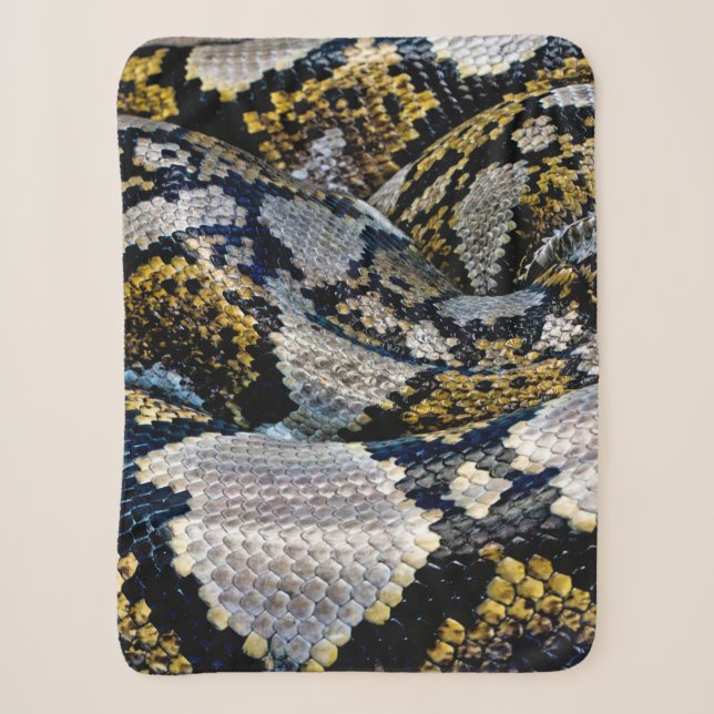 Black, yellow, and grey python sherpa blanket (Front)