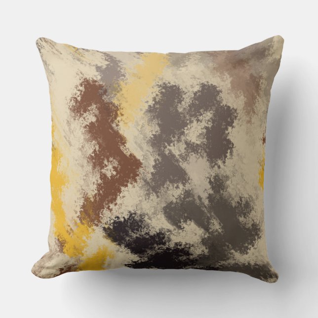 Black, yellow and orange abstract throw pillow (Front)