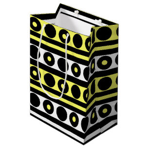 Black, Yellow and White Polka Dots Medium Gift Bag