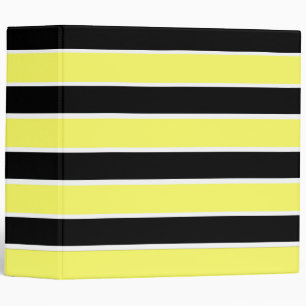 Black, Yellow and White Stripes Binder