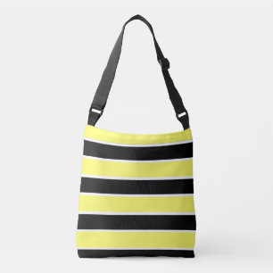 Black, Yellow and White Stripes Crossbody Bag