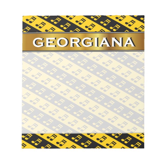 Black & Yellow Beamed Sixteenth Notes Pattern (Front)