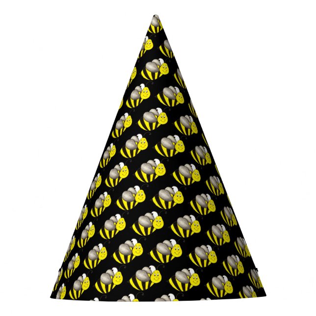 Black Yellow Bee Bumblebee Honeybee Insect Bug Party Hat (Front)
