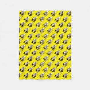 Black Yellow Bee Honey Insect Bumblebee Print Fleece Blanket