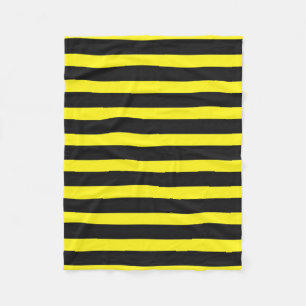 Black, Yellow Bee-Like Stripes Pattern Fleece Blanket