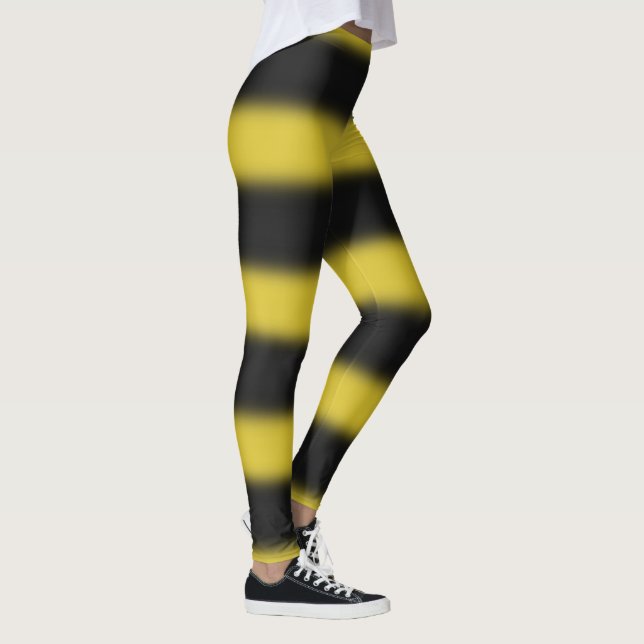 Black & Yellow Bee-Like Stripes Pattern Leggings (Right)