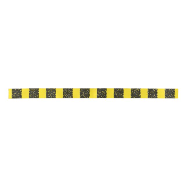 Black/Yellow Bee-Like Stripes Pattern Satin Ribbon (Front)