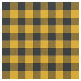 Black & Yellow Buffalo Chequered Plaid Rustic Fabric