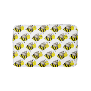 Black Yellow Cartoon Bee Bumblebee Honeybee Bath Mat
