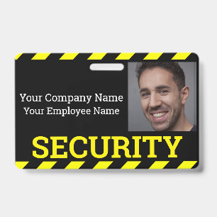 Black & Yellow Caution Security Guard Badge