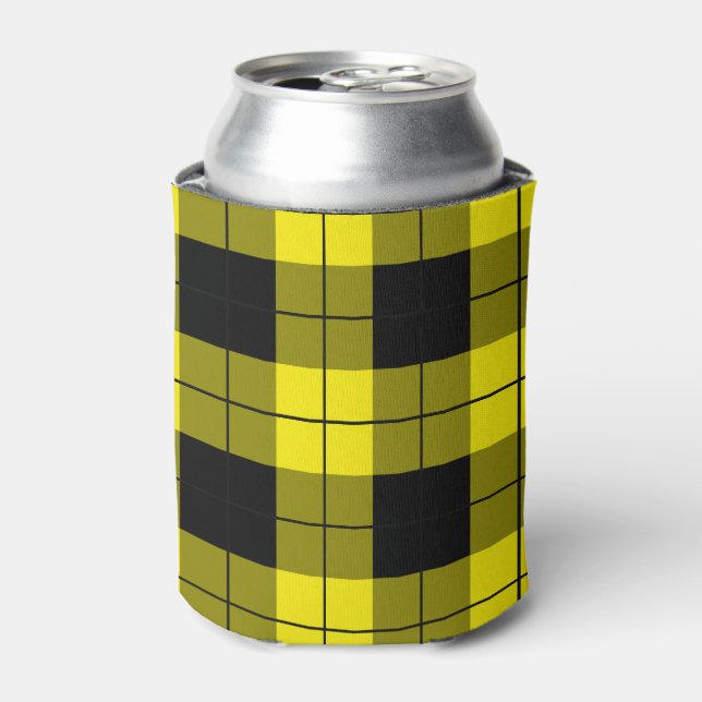 Black Yellow Check Can Cooler (Can Front)