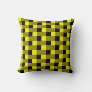 Black & Yellow Checked Throw Pillow