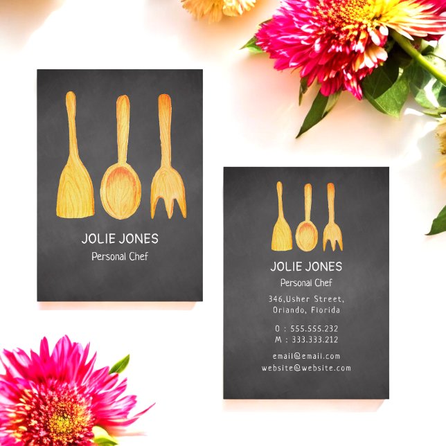 Black Yellow Chef Caterer Cafe Business Card (Creator Uploaded)
