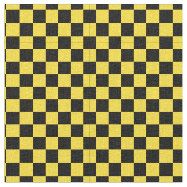 Black & Yellow Chequered Pattern Fabric (Close Up)