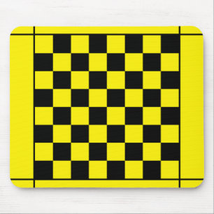 Black yellow chess table mouse pad