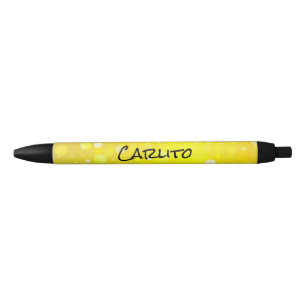 Black Yellow Circles Text Ink Pen
