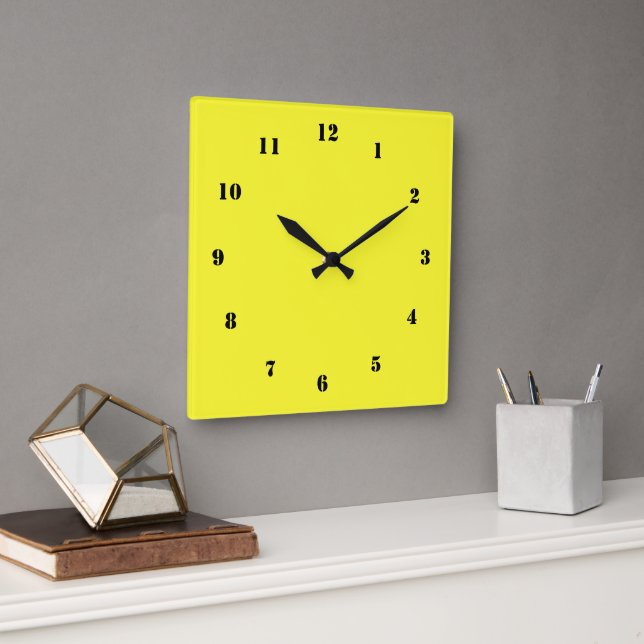 Black Yellow Clock Personalized Custom Colours (Office)