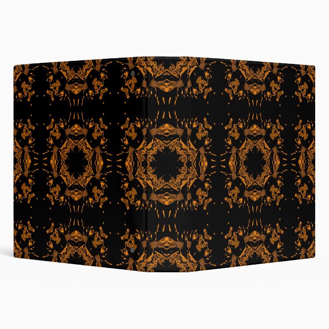 Black, Yellow copper Floral Damasks Retro Binder (Background)