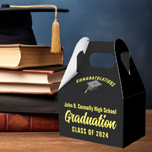Black Yellow Custom 2024 Graduation Party Favor Box