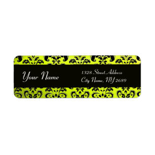 BLACK  YELLOW  DAMASK