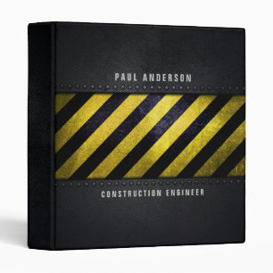 Black Yellow Danger Stripes Construction Engineer Binder