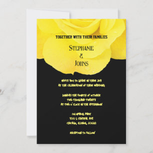 Black Yellow Floral Rose Elegant 2025 Wedding Invitation