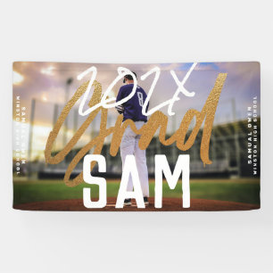Black Yellow Gold Foil Grad Year Custom BOLD PHOTO Banner