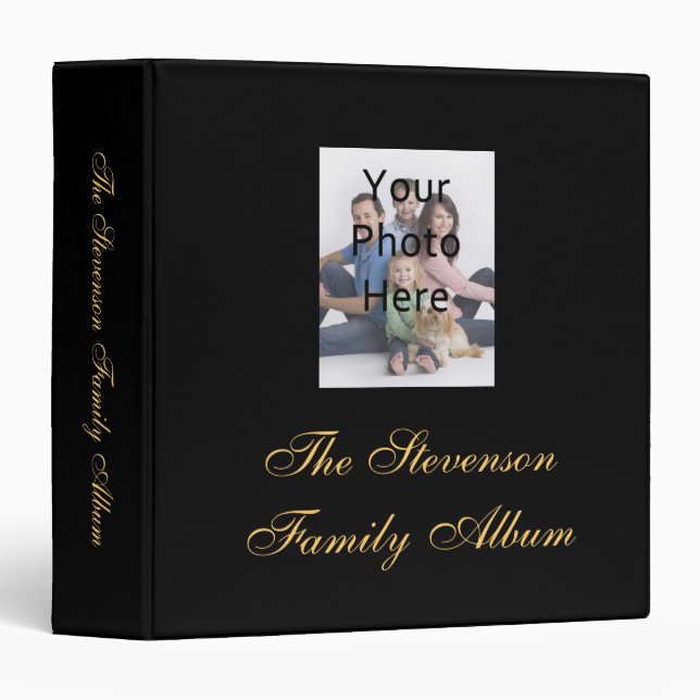 Black/Yellow-Gold Photo Album Binder (Front/Spine)