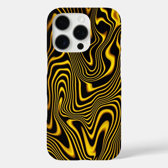 Black Yellow Gold Swirls Texture Case-Mate iPhone Case (Back)