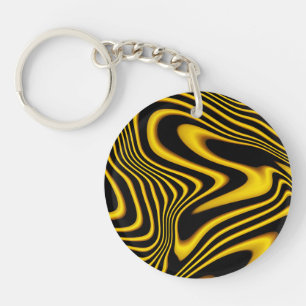 Black Yellow Gold Swirls Texture Keychain
