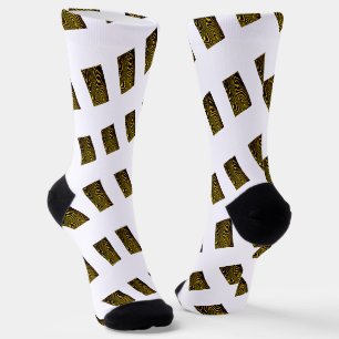 Black Yellow Gold Swirls Texture Socks