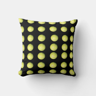Black Yellow Golf Ball Pattern, Throw Cushion. Pillow