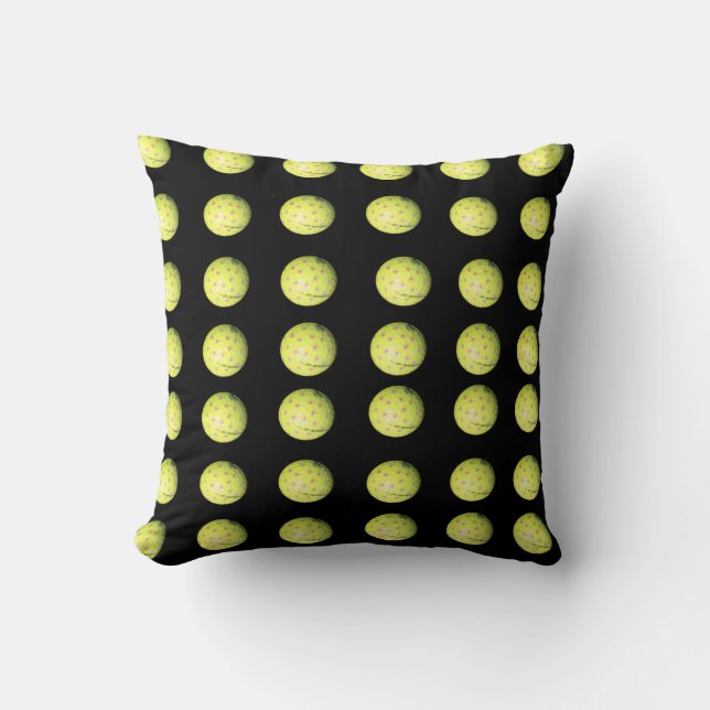 Black Yellow Golf Ball Pattern, Throw Cushion. Pillow (Front)