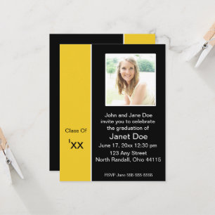 Black & Yellow Graduation Photo Announcement