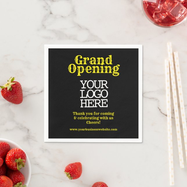 Black Yellow Grand Opening | Logo Napkin (Insitu)