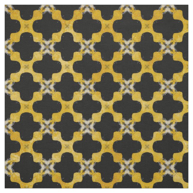 Black, Yellow, Grey Modern Urban Pattern Fabric (Swatch)