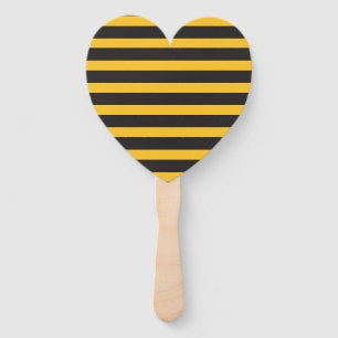 Black Yellow Horizontal Lines Geometric Bee Animal Hand Fan