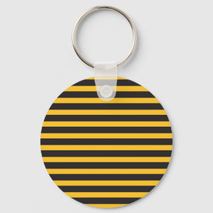 Black Yellow Horizontal Lines Geometric Bee Animal Keychain
