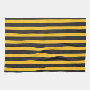 Black Yellow Horizontal Lines Geometric Bee Animal Kitchen Towel