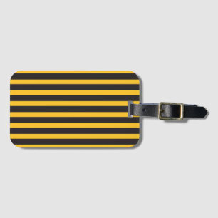 Black Yellow Horizontal Lines Geometric Bee Animal Luggage Tag