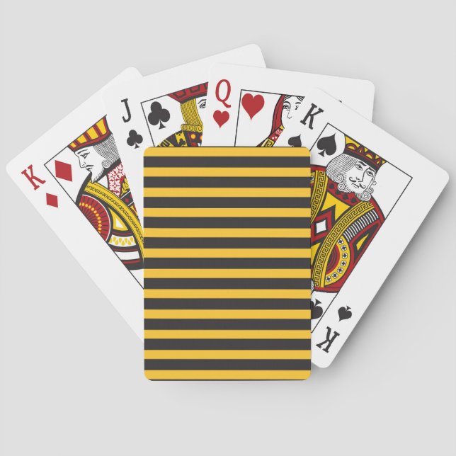 Black Yellow Horizontal Lines Geometric Bee Animal Playing Cards (Back)